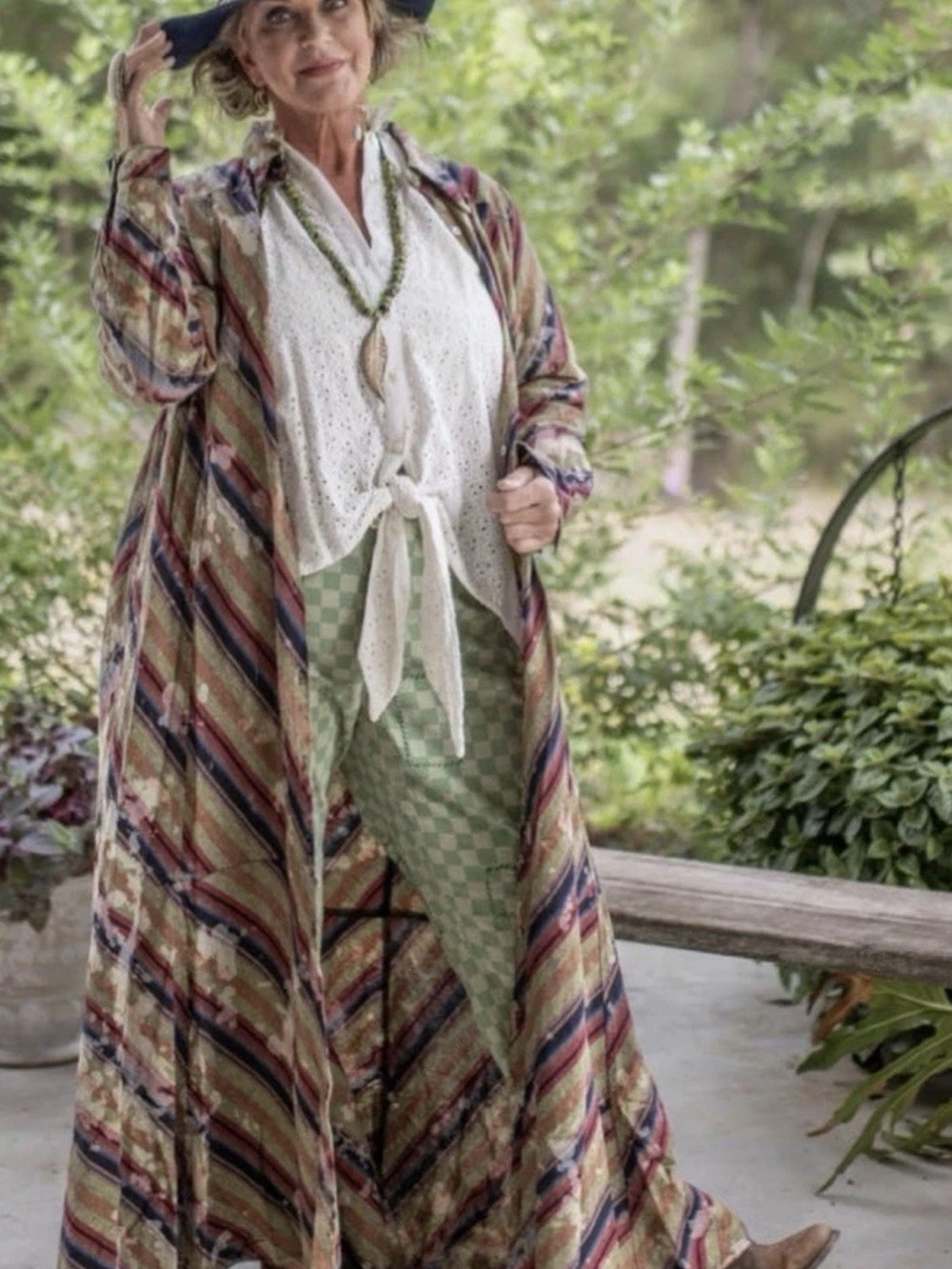 Multicolor Striped Maxi Duster Coat